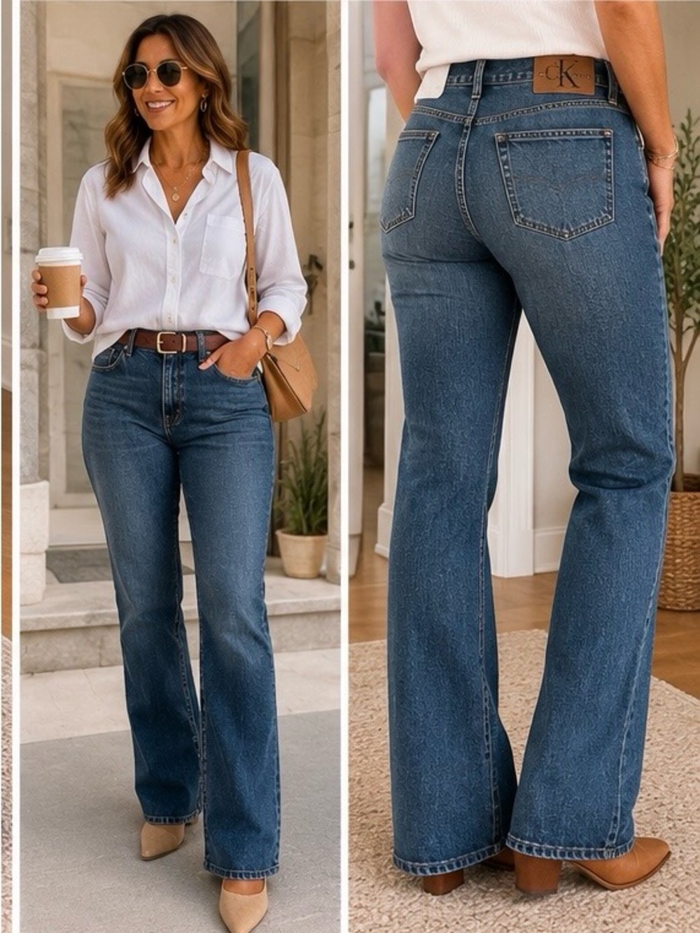 Calvin Klein CK Bootcut Jeans Vintage Y2K Women 14 Doublestone wash 100% Cotton